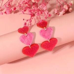 Heart-Shaped Pink dangle Earrings